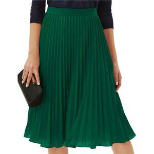 Women High Elastic Waist Pleated Chiffon Skirt Midi Swing A-line